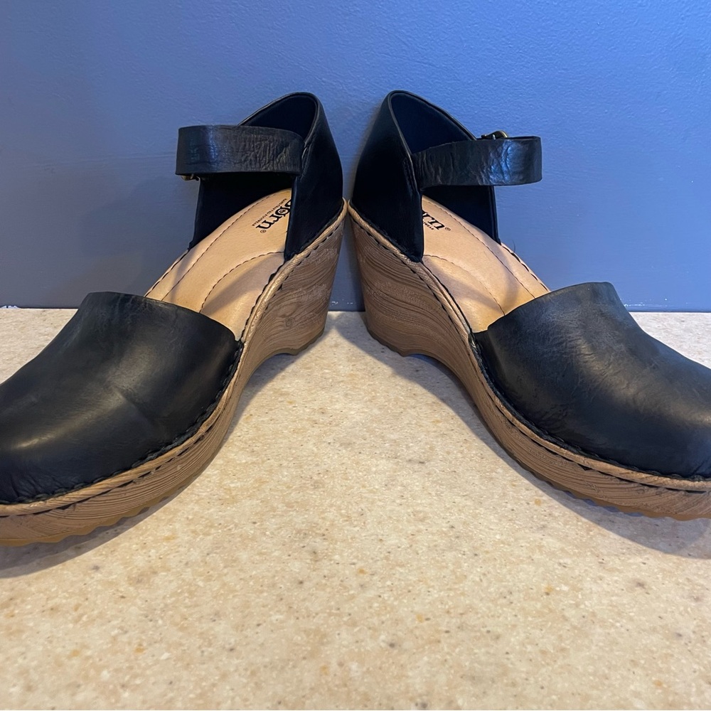 BORN Nellie Comfort Mary Jane Wedge Sandal Leather Clog Handcrafted Scandi Boho - Picture 6 of 16